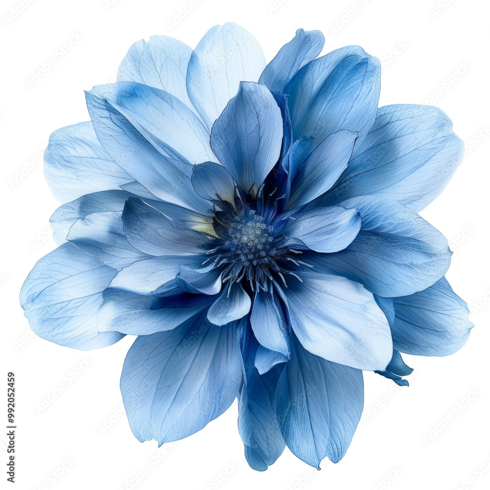 Obraz premium https://s.mj.run/geOi4WCRzt0 blue flower on white background --v 6 Job ID: df11c892-e8f2-46d9-8ca0-a1864f85f803