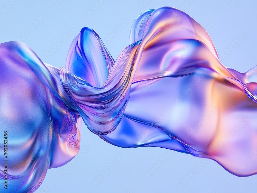 Obraz premium A high-resolution, minimalist abstract background featuring fluid waves of vibrant colors in shades of blue and purple. 