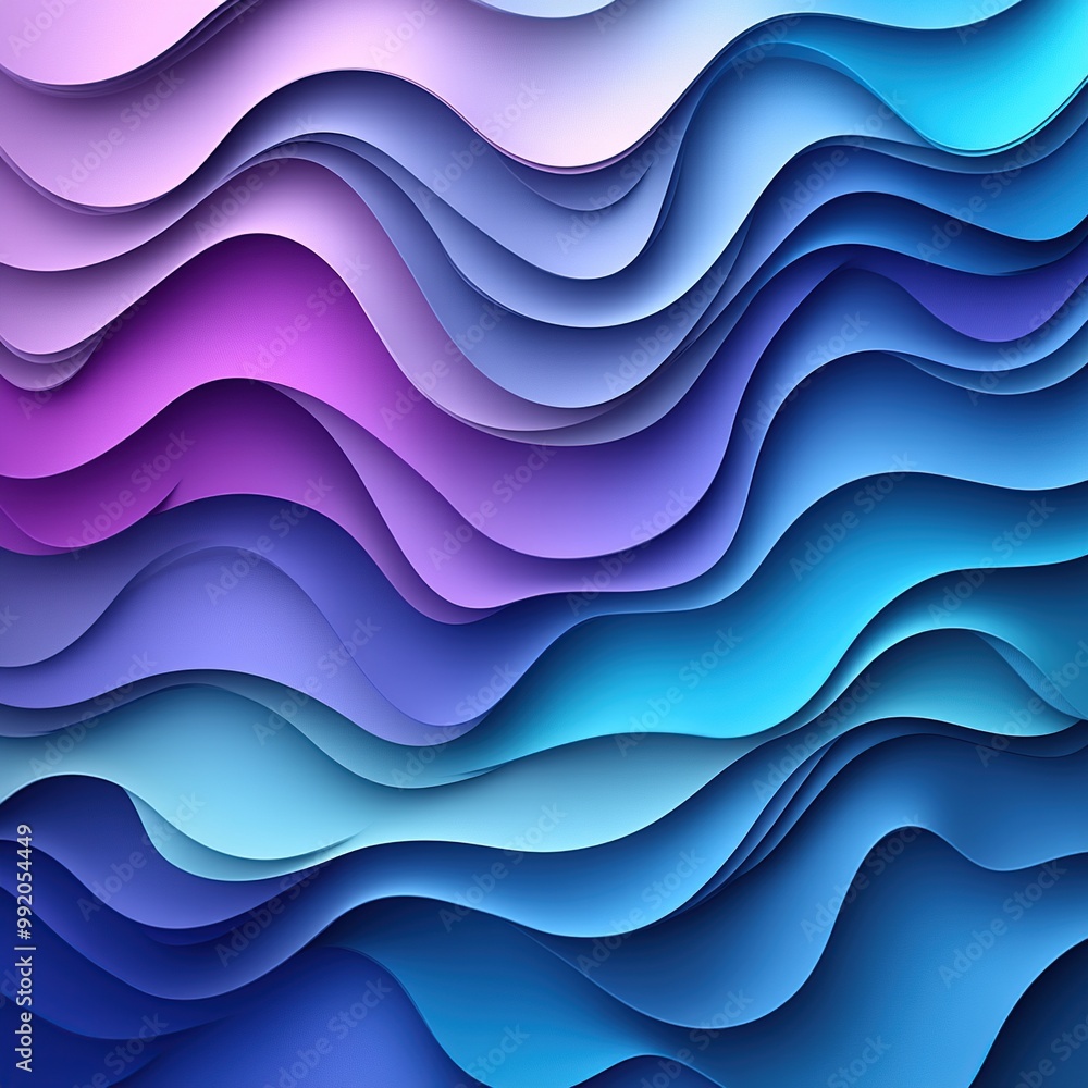 Obraz premium A high-resolution, minimalist abstract background featuring fluid waves of vibrant colors in shades of blue and purple. 