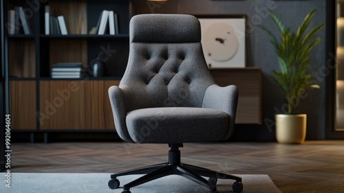 Office chair with breathable fabric and swivel base photo