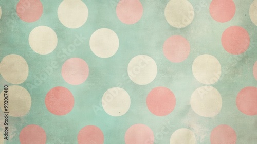 Classic retro wallpaper with polka dots and faded pastel colors