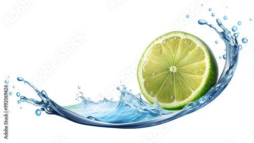 lime slice in water isolated on transparent background png