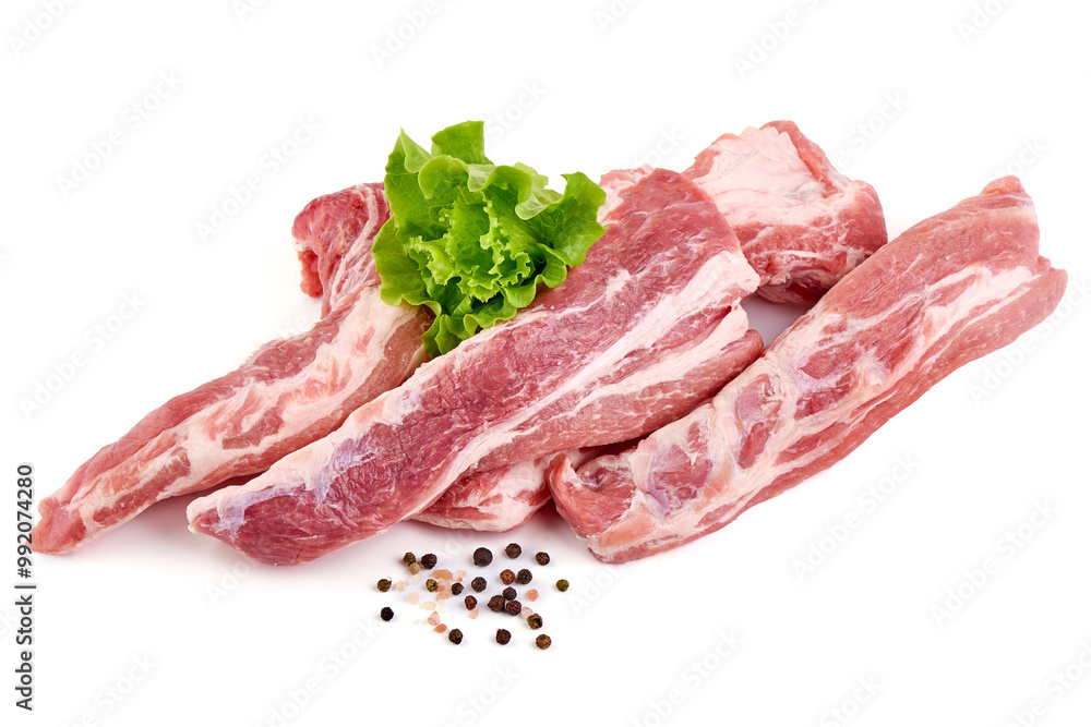 Pork fillet tenderloin, raw meat, close-up, isolated on white background Pork fillet tenderloin, raw meat, close-up, isolated on white background