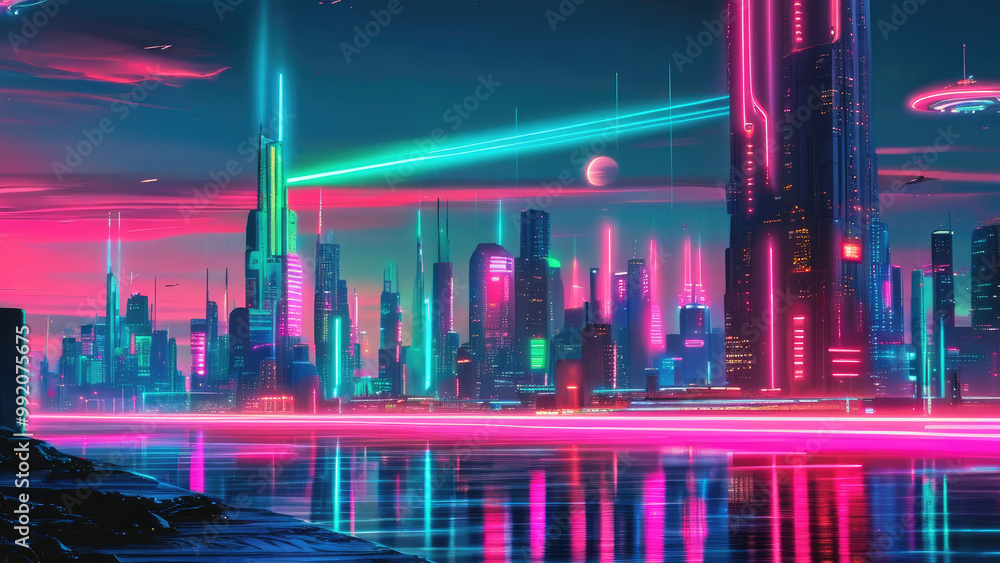 Retro-Futuristic Cityscape: A Neon-Lit Urban Dream Retro-Futuristic Cityscape: A Neon-Lit Urban Dream