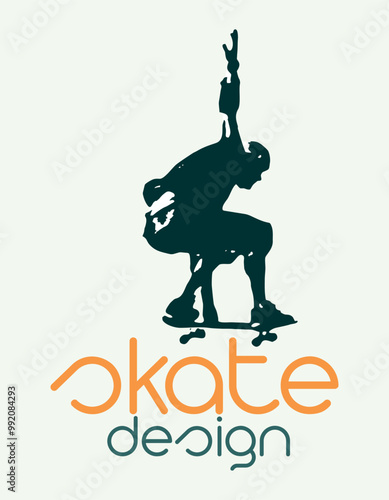 Silhouette of a skater executing a hand. Art edited for prints on shirts and etc...