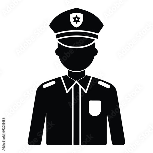 police officer vector black color silhouette