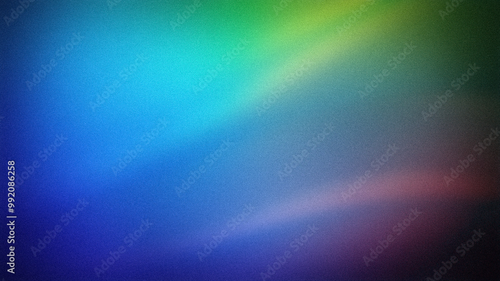 Obraz premium A vibrant multicolored gradient with transitions between blue, green, and purple hues, blended with subtle red accents. Grainy texture creates a dynamic, energetic visual, backgrounds, presentations