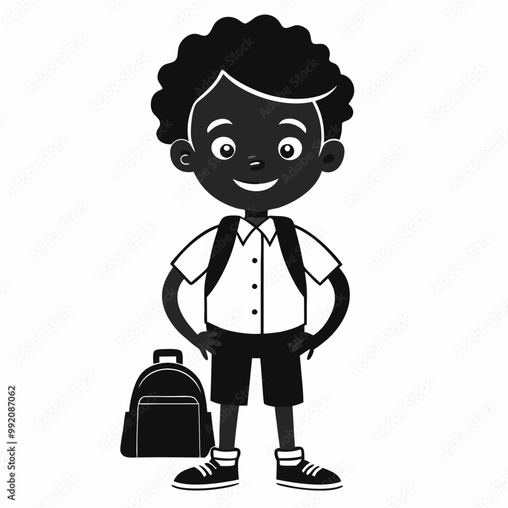 elementary-school-student-boy-with-school vector silhouette elementary-school-student-boy-with-school vector silhouette