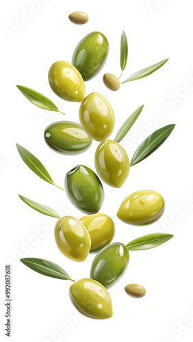Wallpaper Mural green olives with leaves isolated on transparent background png Torontodigital.ca