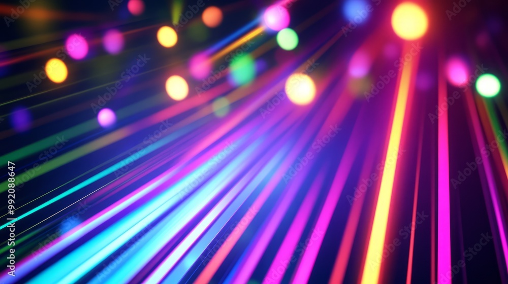 Obraz premium Abstract Light Streaks and Colorful Spotlights in a Dark Club