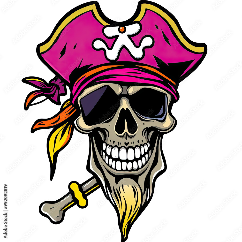Skull Pirate With Eyepatch and Bandana Skull Pirate With Eyepatch and Bandana