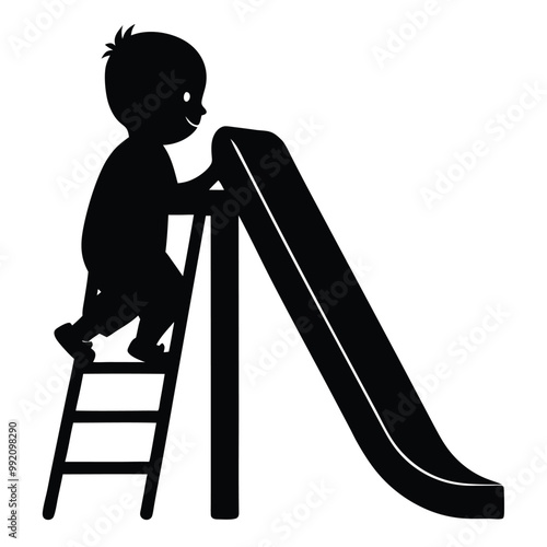 toddler-on-slide--playground vector silhouette