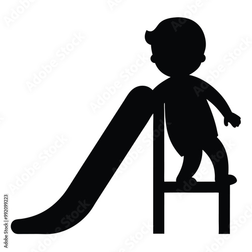 toddler-on-slide--playground vector silhouette