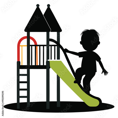 toddler-on-slide--playground vector silhouette