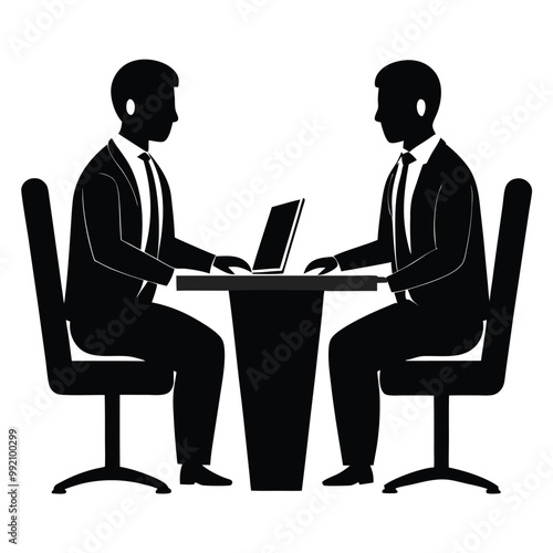 two-businessmen-in-meeting--vector silhouette