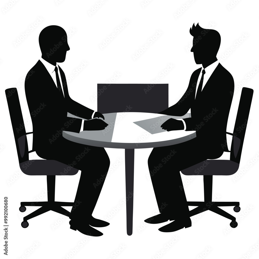 two-businessmen-in-meeting--vector silhouette two-businessmen-in-meeting--vector silhouette