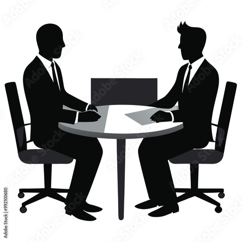 two-businessmen-in-meeting--vector silhouette