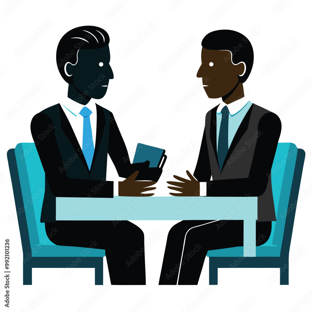 two-businessmen-in-meeting--vector silhouette two-businessmen-in-meeting--vector silhouette