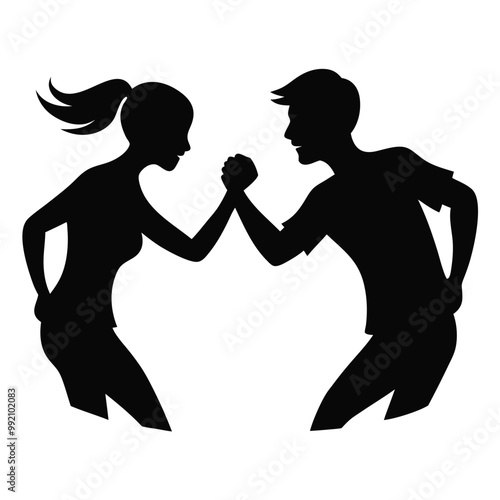 two-people-doing-a-fist-bump-vector silhouette