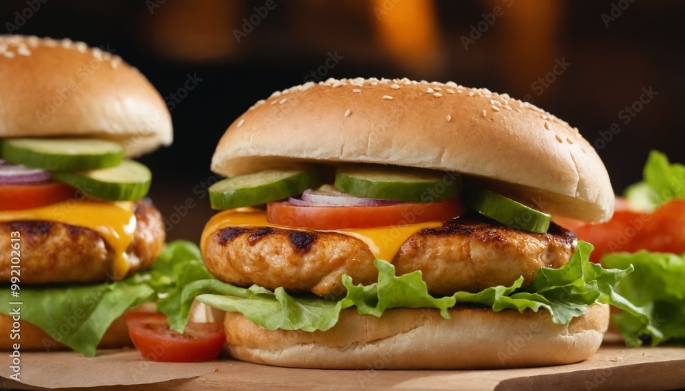 hamburger on a wooden table hamburger on a wooden table