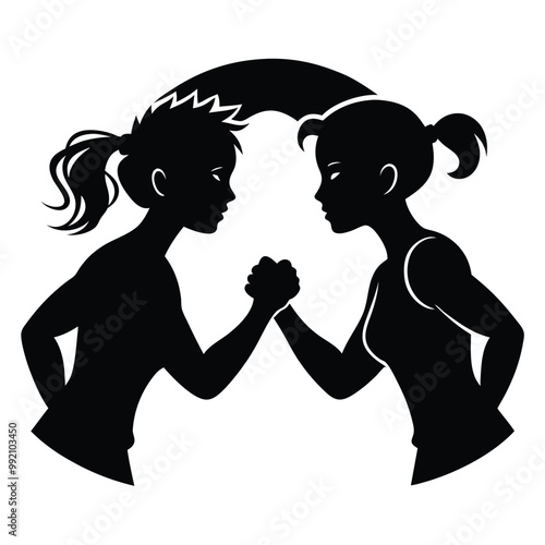 two-people-doing-a-fist-bump-vector silhouette