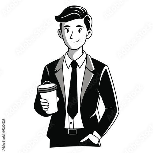 young entrepreneur wearing casual clothes vctor silhouette