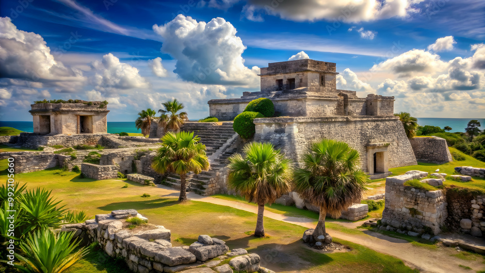 Fototapeta premium Ruinas Mayas en Tulum Quintana Roo Mexico , Mexico, Tulum, Ruinas Mayas, Mayan ruins