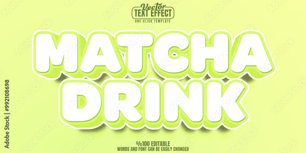 Naklejka premium Matcha editable text effect, customizable drink and tea 3d font style