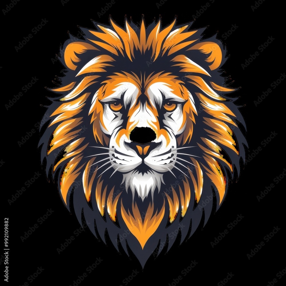Majestic lion head illustration with vibrant colors Majestic lion head illustration with vibrant colors