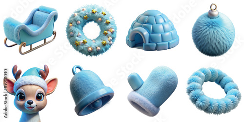 Collection of christmas and winter 3d icons
