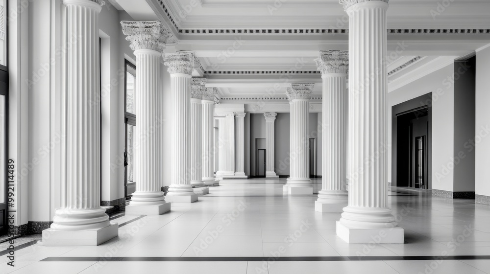 Obraz premium Elegant Interior with Classical Columns in Monochrome