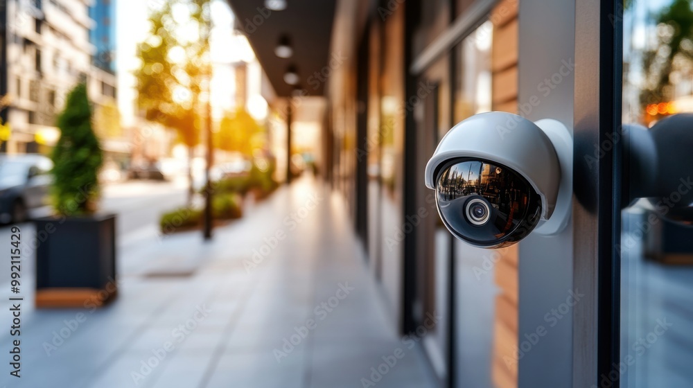 Outdoor Security Camera on Commercial Building Outdoor Security Camera on Commercial Building