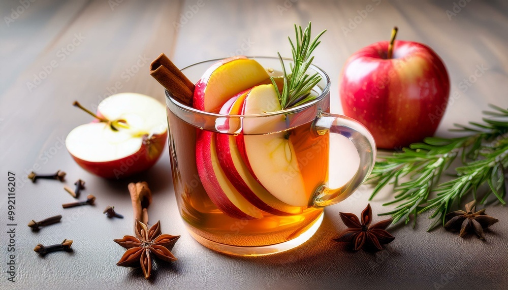 Apple cinnamon tea with rosemary and anise. Apple cinnamon tea with rosemary and anise.