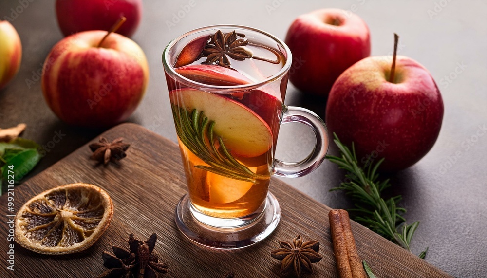 Apple cinnamon tea with rosemary and anise. Apple cinnamon tea with rosemary and anise.