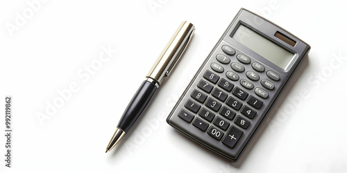 Calculator and pen calculating and budgeting finances, money, calculator, budgeting, finances, accounting, calculator