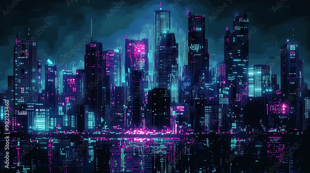 Neon Cyberpunk Cityscape Background Illustration Neon Cyberpunk Cityscape Background Illustration
