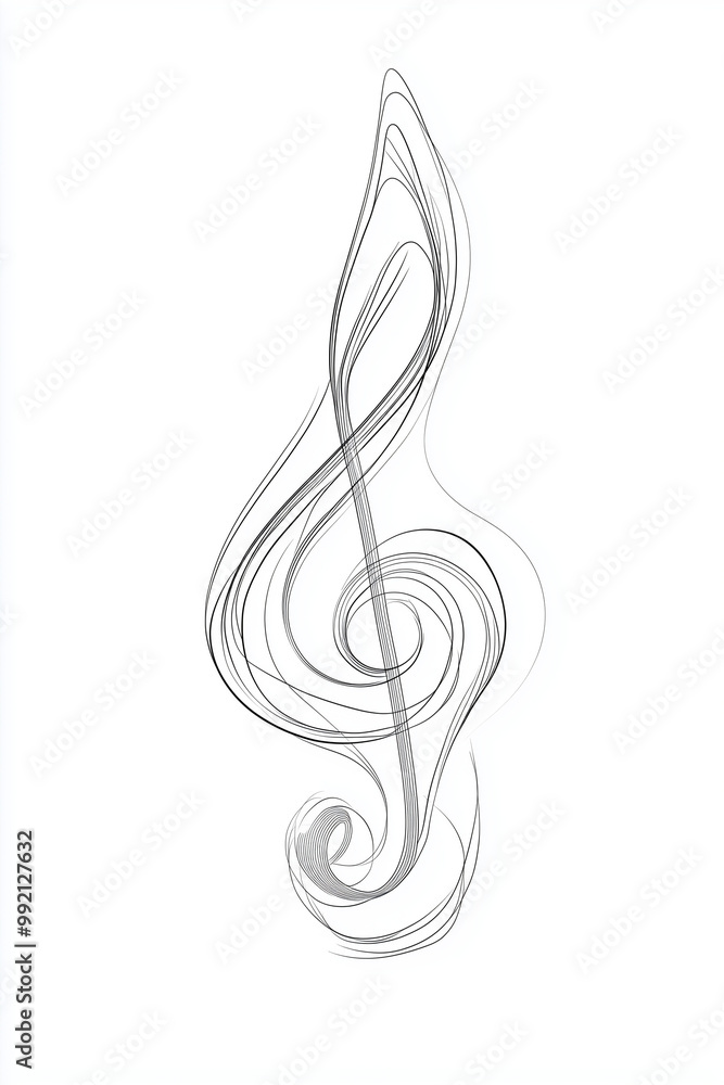 Minimalist line art of treble clef in abstract musical design Minimalist line art of treble clef in abstract musical design