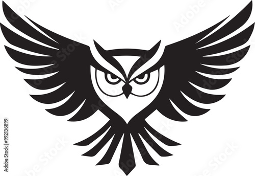 A black and white logo type owl silhouette design