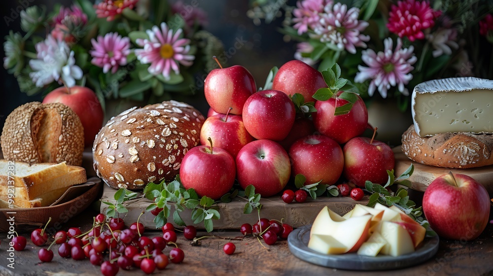 Rose apples displayed rustic outdoor farm table fresh bread artisanal cheeses and wildflowers softly blurred in the background evoking a rural farmtotable atmosphere Scientific name Syzygium jambos Rose apples displayed rustic outdoor farm table fresh bread artisanal cheeses and wildflowers softly blurred in the background evoking a rural farmtotable atmosphere Scientific name Syzygium jambos