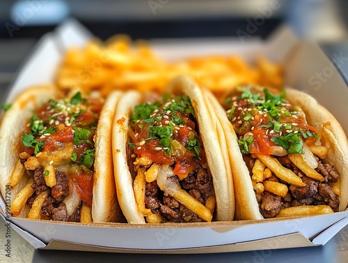 Delicious Beef and Fries Tacos: A Savory Snack photo