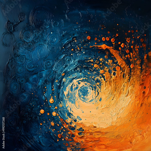 vibrations and motion in syntony. use deep blue and deep orange photo