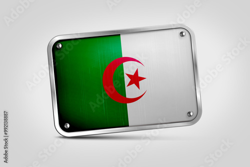 Silver plate With Algeria Flag Embossed. Flag Fixed in Silver Plate Isolated on White Background. Silver Plate Mockup. Symbol, Minimal, Vector, 3D, Icon, Illustration Background. Free Download Silver plate With Algeria Flag Embossed. Flag Fixed in Silver Plate Isolated on White Background. Silver Plate Mockup. Symbol, Minimal, Vector, 3D, Icon, Illustration Background. - GFXLoad