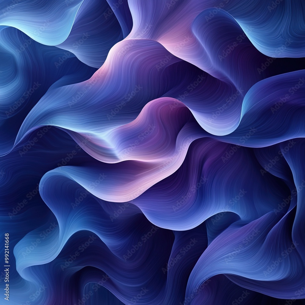 Obraz premium A high-resolution, minimalist abstract background featuring fluid waves of vibrant colors in shades of blue and purple.