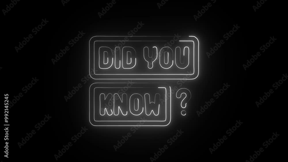 Did You Know Animated Icon. Neon Badge with Text ‘Did You Know’ Inside Circle. Info Symbol Animation on Black Background Did You Know Animated Icon. Neon Badge with Text ‘Did You Know’ Inside Circle. Info Symbol Animation on Black Background