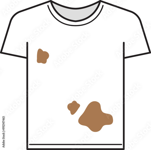 Dirty T-shirt, White T-shirt with Spots Dirt icon.