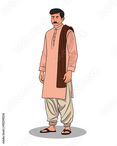 A village rich man cartoon character design