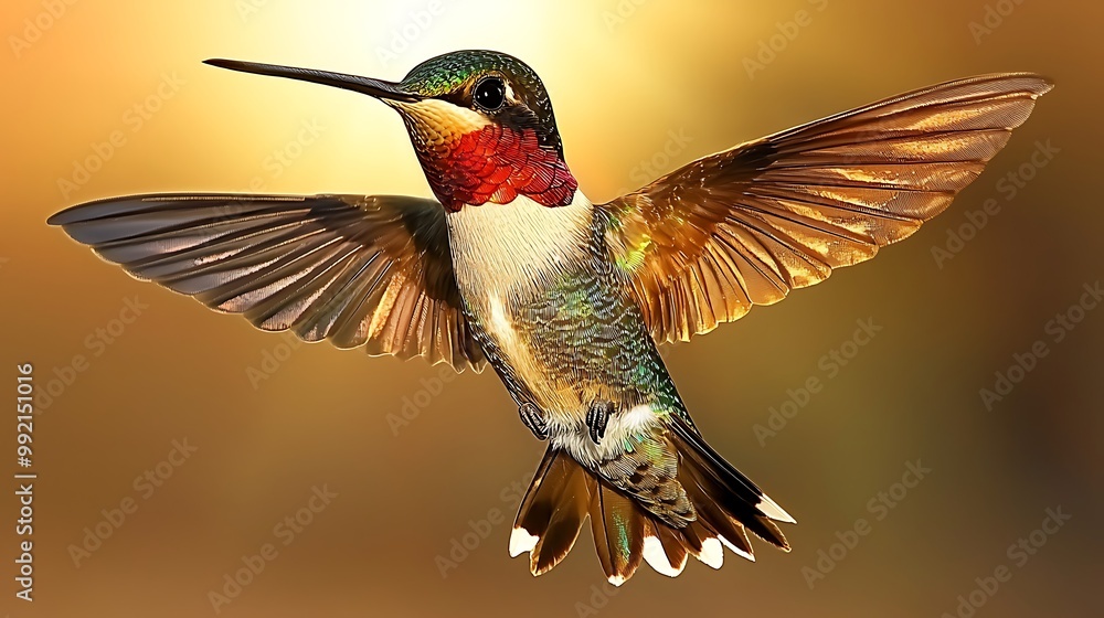 Obraz premium Hummingbird in Flight with Blurred Background