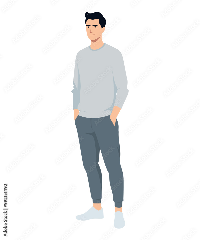 Vector illustration of a man in a light blue sweater and dark blue pants Vector illustration of a man in a light blue sweater and dark blue pants