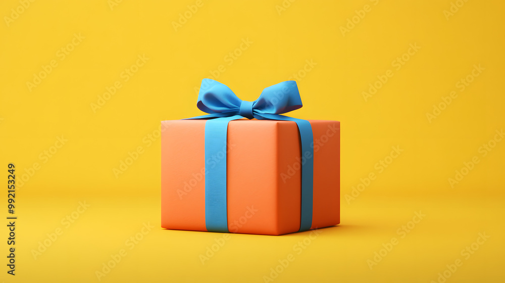 Obraz premium Birthday Present on a Bright Yellow Background