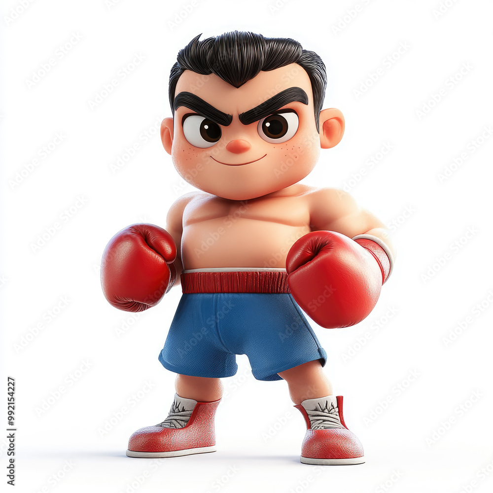 3D cartoon boxer, against a solid white background 3D cartoon boxer, against a solid white background
